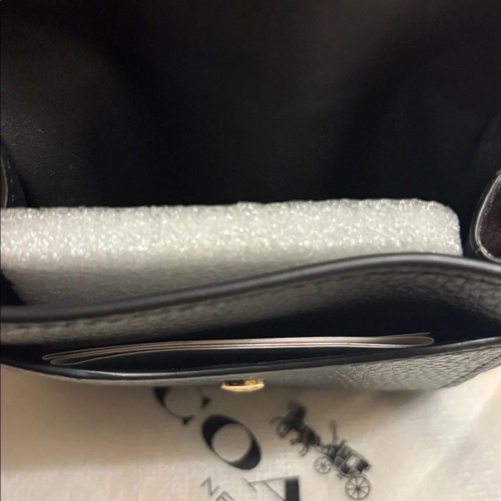 Coach Black Snap Wallet with Gold Horse and Carriage Buckel (Georgie) - Picture 7 of 9